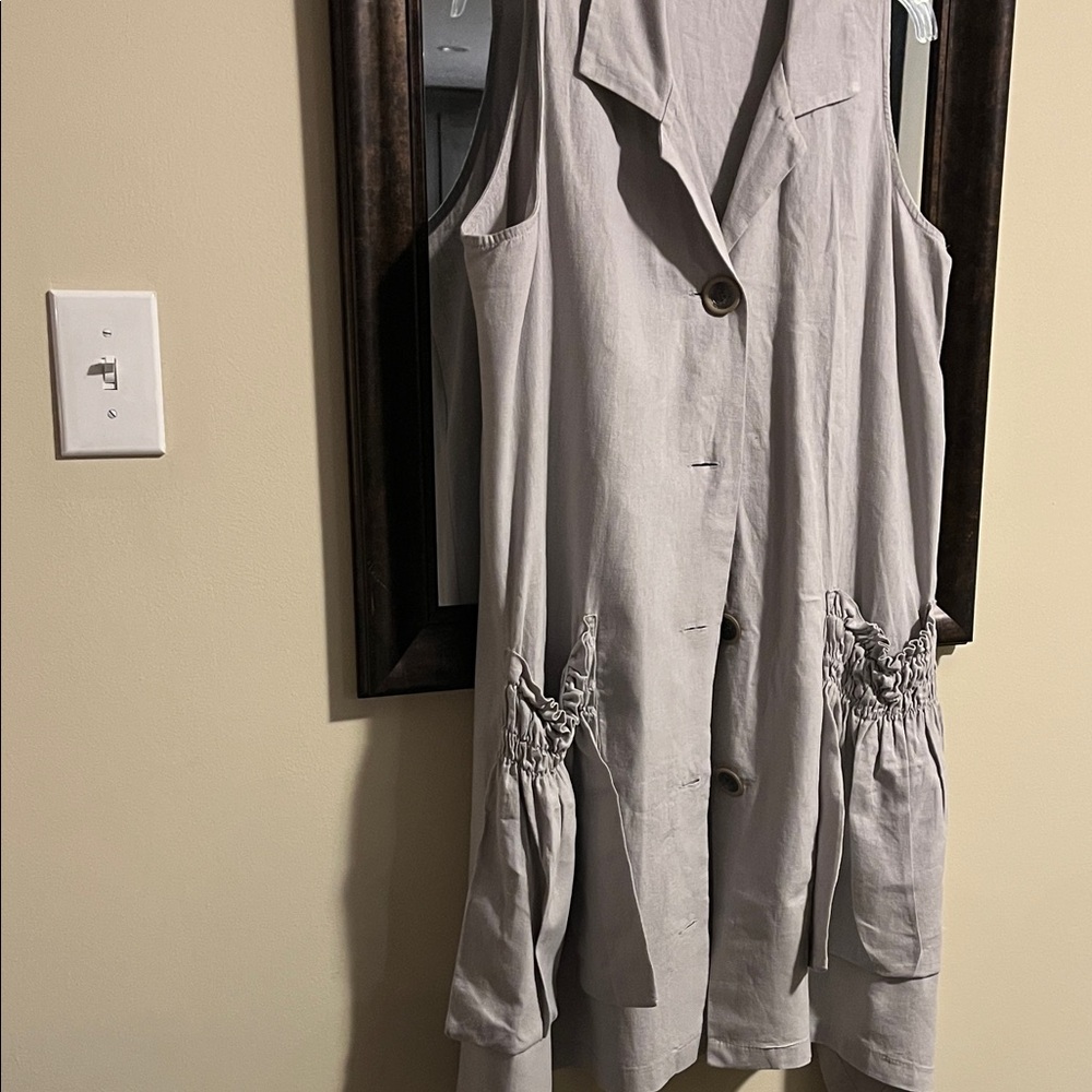 For Cynthia Light Gray Button-Down Mini Dress